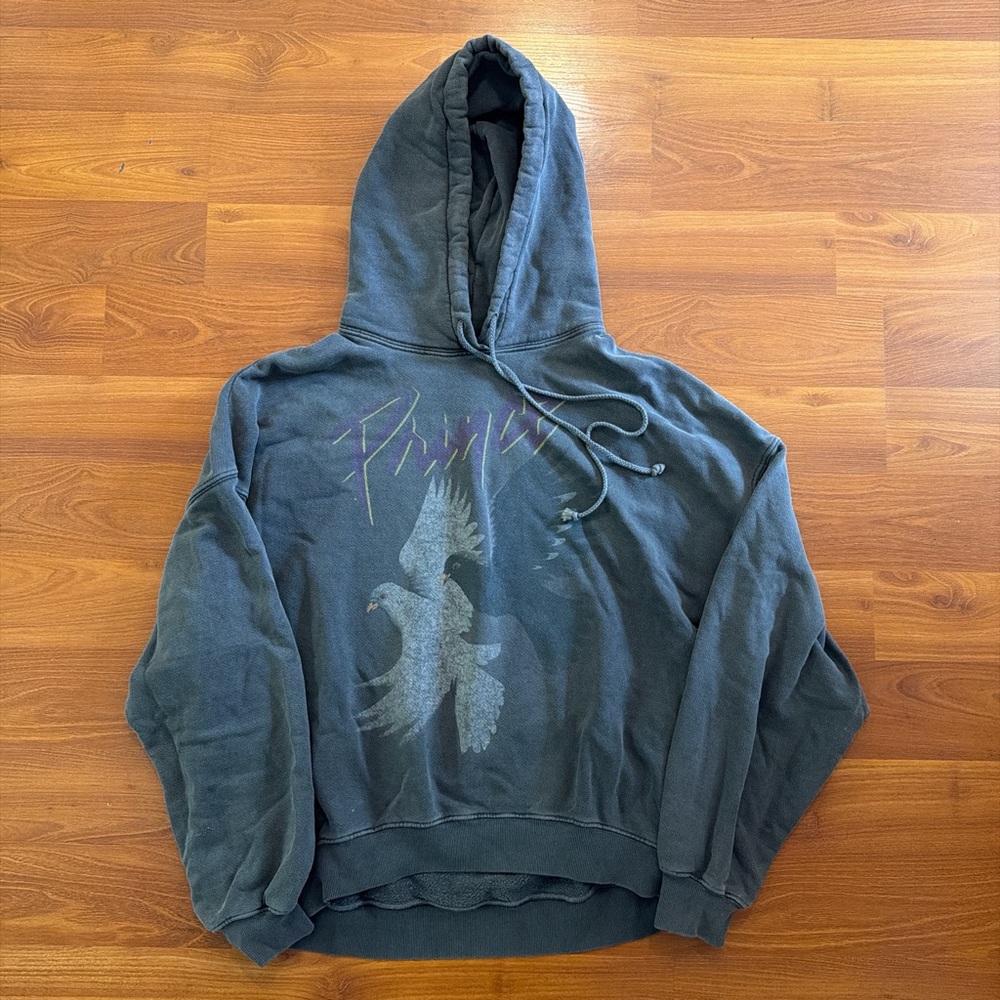 Daydreamer Black Washed Graphic Hoodie with Dove Print